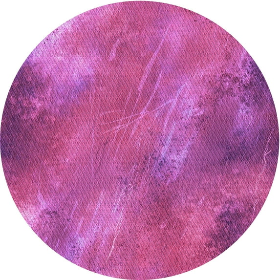 Ahgly Company Machine Washable Indoor Round Transitional Deep Pink Area Rugs, 4' Round