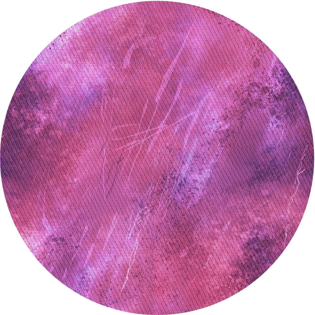 Ahgly Company Tapis d'Intérieur Ronds Transitionnels Lavables à la Machine, Rose Foncé, 3 Pieds Rond