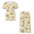 thumbnail image 5 of DISNIMO Bee Daisy Printed Pajama Set for Women, Comfy Sleepwear Summer Tops and Capri Pant Pjs Set 2 Piece Lounge Set, L, 5 of 7
