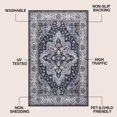 thumbnail image 3 of JONATHAN Y WASHABLE Superbia Boho Medallion Border Machine-Washable Polyester Area Rug, 4' x 6', Gray and Charcoal, Traditional Vintage Low-Pile Indoor Rug for Living Room WSH502D-4, 3 of 9