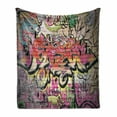 thumbnail image 1 of Urban Graffiti Soft Flannel Fleece Blanket, Wild Style Complex Creative Surreal Worlds of Graffiti Comics and Paintings, Cozy Plush for Indoor and Outdoor Use, 60" x 80", Multicolor, by Ambesonne, 1 of 6
