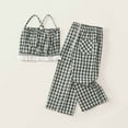 thumbnail image 5 of TAIAOJING Girls Gingham Print Tank Tops & Wide Leg Pants Outfits Sets Casual Summer Outfits Sets For Toddlers 3-8 Years Cozy 5-6Y, 5 of 9