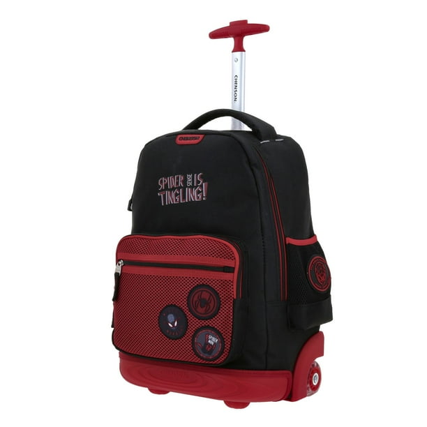 Mochila Grande Con Ruedas Y Luces Led Chenson Miles Morales Marvel  MM70487-3 Mora