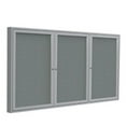 thumbnail image 2 of Ghent Traditional 3-Door Enclosed Fabric Bulletin Board, 48" x 72", Gray, Satin Aluminum Frame, 2 of 4