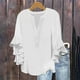 thumbnail image 1 of mfyjkho Tops Bohemios Para Mujer, Blusa Holgada Informal De Color Liso Con Botones Y Escote En V Y Mangas De Encaje 3/4 Para Mujer Tops Para Salir Para Mujer Xxl, 1 of 5