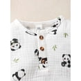 thumbnail image 4 of Kucnuzki Newborn Baby Boys Bodysuit 0-1 Months Round Neck Long Sleeves Rompers Fall Panda Print One-piece Jumpsuits Autumn White, 4 of 6