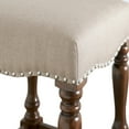 thumbnail image 4 of Linon Willow Backless Wood Bar Stool, 30.5" Seat Height, Walnut Finish with Beige Fabric, 4 of 5