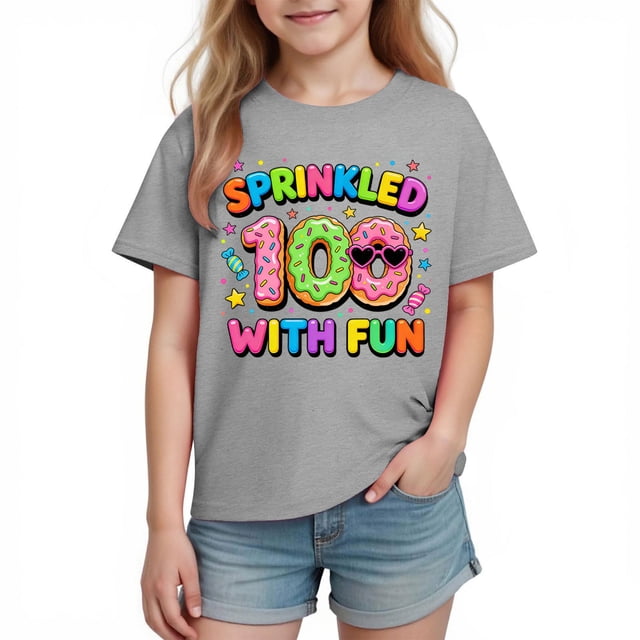 Tops de Manga Corta Linda para Niños Niños Y Niñas con Impresión Gráfica, Tee Casual de la Temporada Escolar, Tela Suave Transpirable para Jugar