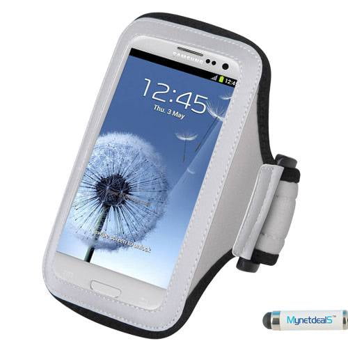 Premium Sport Armband Case for BLU Selfie - Gray (Grey)   MYNETDEALS Mini Touch Screen Stylus