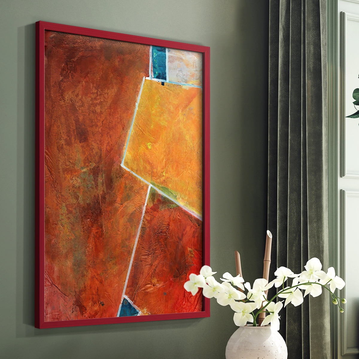 Primary Connection I Framed Print in Red Solid Wood Framed Print No Nail Hanging