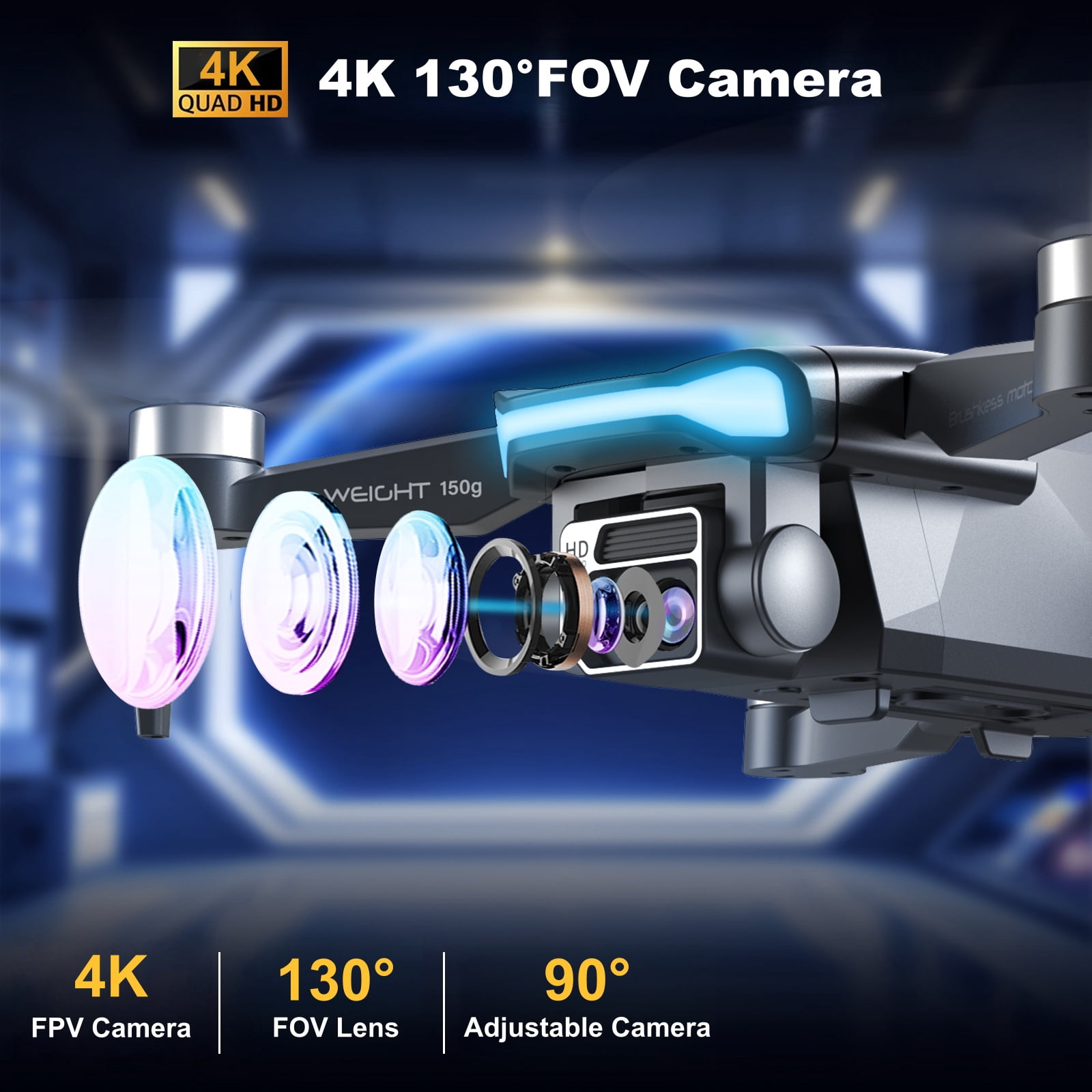 AUOSHI Foldable GPS Drone 4K Camera for Adults, Brushless Motor