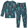 thumbnail image 2 of FORMRS Long Sleeve Top and Pants Pajama Set for Niños 2-Piece Sleepwear, Sizes 18M-8Y, Green Jellyfish Pattern, 2 of 6