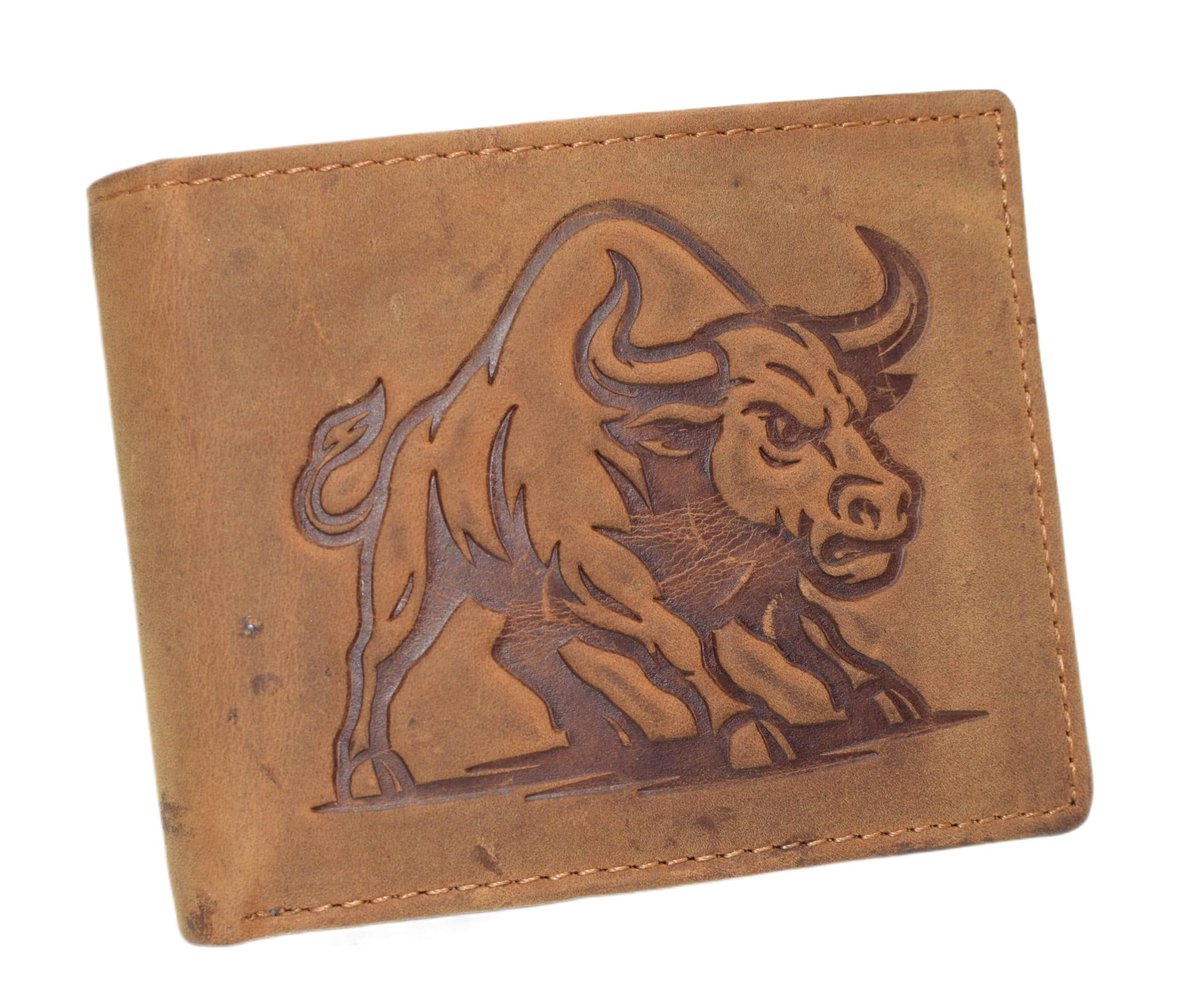 Bikers RFID safe Cow Leather Crazy Horse Brown Long Checkbook Trifold Chain  Wallet for Men Vintage Texture style - Walmart.com