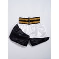 thumbnail image 4 of Sinleey Kids Boy Muay Thai Boxing Shorts Boxing Trunks Fight Training Shorts Grappling Martial Arts Black&White S/140, 4 of 8