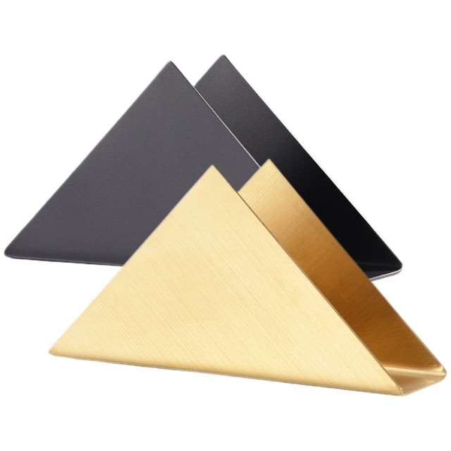 2 porta servilletas de acero inoxidable, dispensador de pañuelos de papel de mesa, soporte triangular.