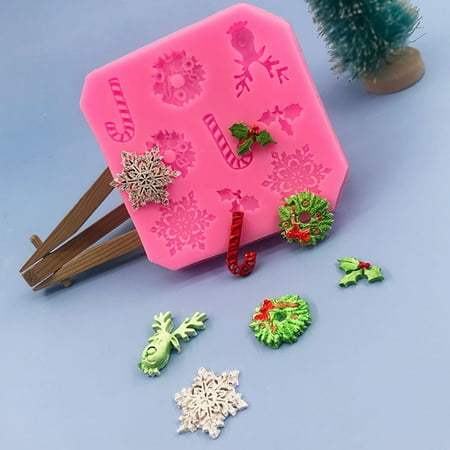 

Yesbay Silicone Mold Heat Resistance DIY Baking Tools Clearly Patterned Snowflake Deer Fondant Cake Mold for Cake Shop