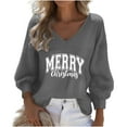 thumbnail image 2 of Ounisa Merry Christmas Sweatshirt for Women Christmas Hats Christmas Trees Crew Neck Long Sleeve Funny Hoodies Fall Winter Pullover, 2 of 3