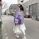 thumbnail image 2 of Tool Bag Kawaii Purple Backpack with Bear Pendant Aesthetic Canvas Shoulder Bag for Students Crossbody Bag Casual Back to School Backpack, 2 of 4