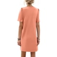 thumbnail image 3 of QIJIE Shift Dress for Women V Neck Short Sleeves Solid Color Casual Flowy Summer Dresses(S-2XL) Saffron S, 3 of 5