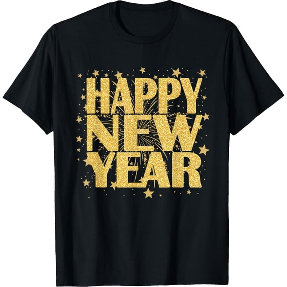 Happy New Year 2025 New Years Eve Party Countdown Fireworks T-ShirtMen and women, Black T-shirt, size: Extra large