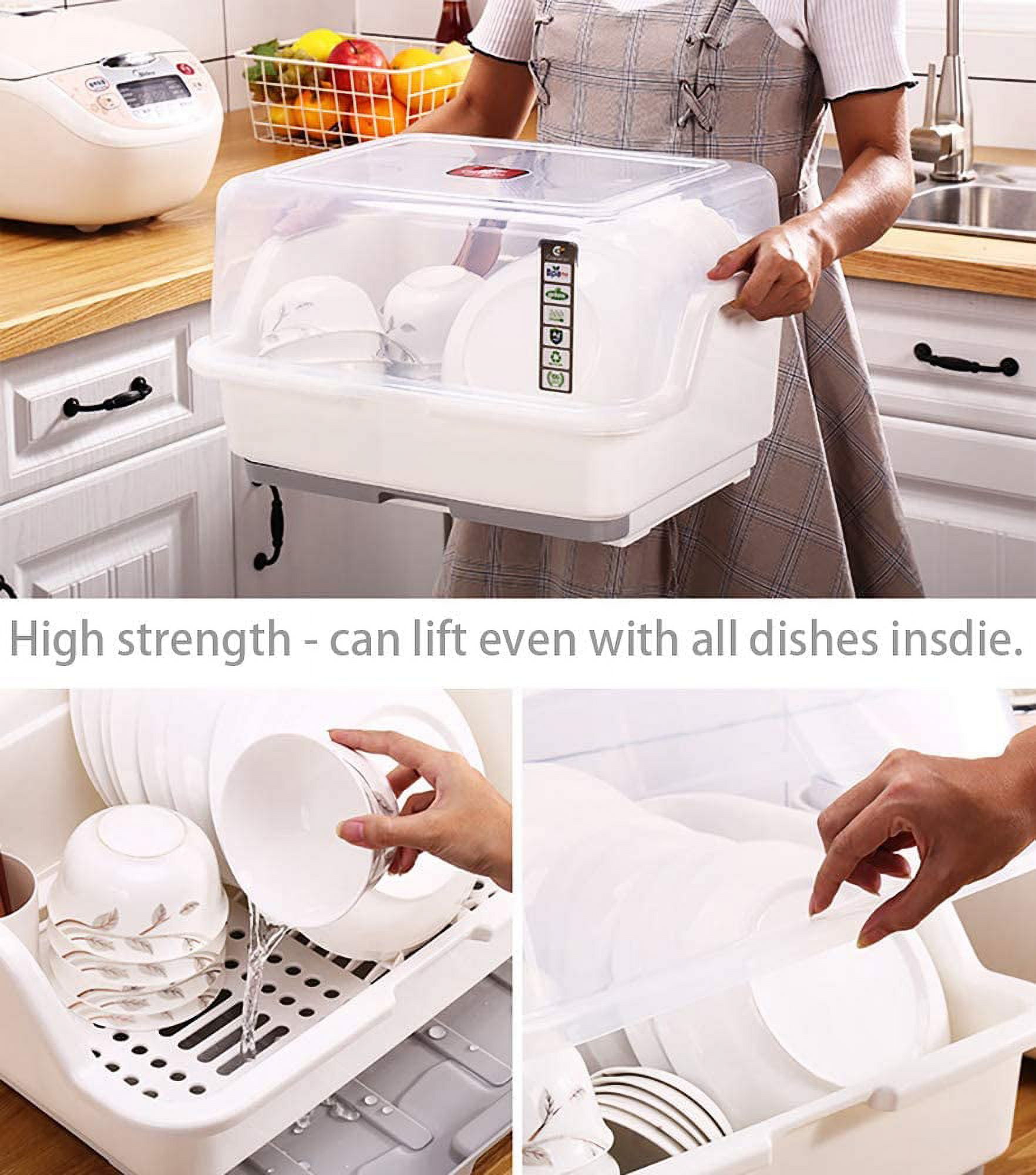  GMSLuu Dish Drying Rack Drain Board with Lid Cover