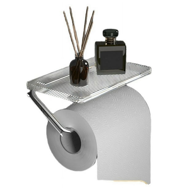 Porta Rollos de Papel Higiénico para Pared, Portarrollos Sin Perforar, Accesorios de Baño, Color Plateado