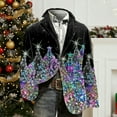 thumbnail image 2 of KHONTS Men's Christmas Blazer Vintage Holiday Corduroy Suit Jacket Slim Fit Fashion Casual Sport Coat Trendy Winter Colthes 13-Black L, 2 of 3