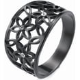 thumbnail image 2 of Stainless Steel Carved Flower Pattern Promise Wedding Statement Cocktail Party Ring, 2 of 2