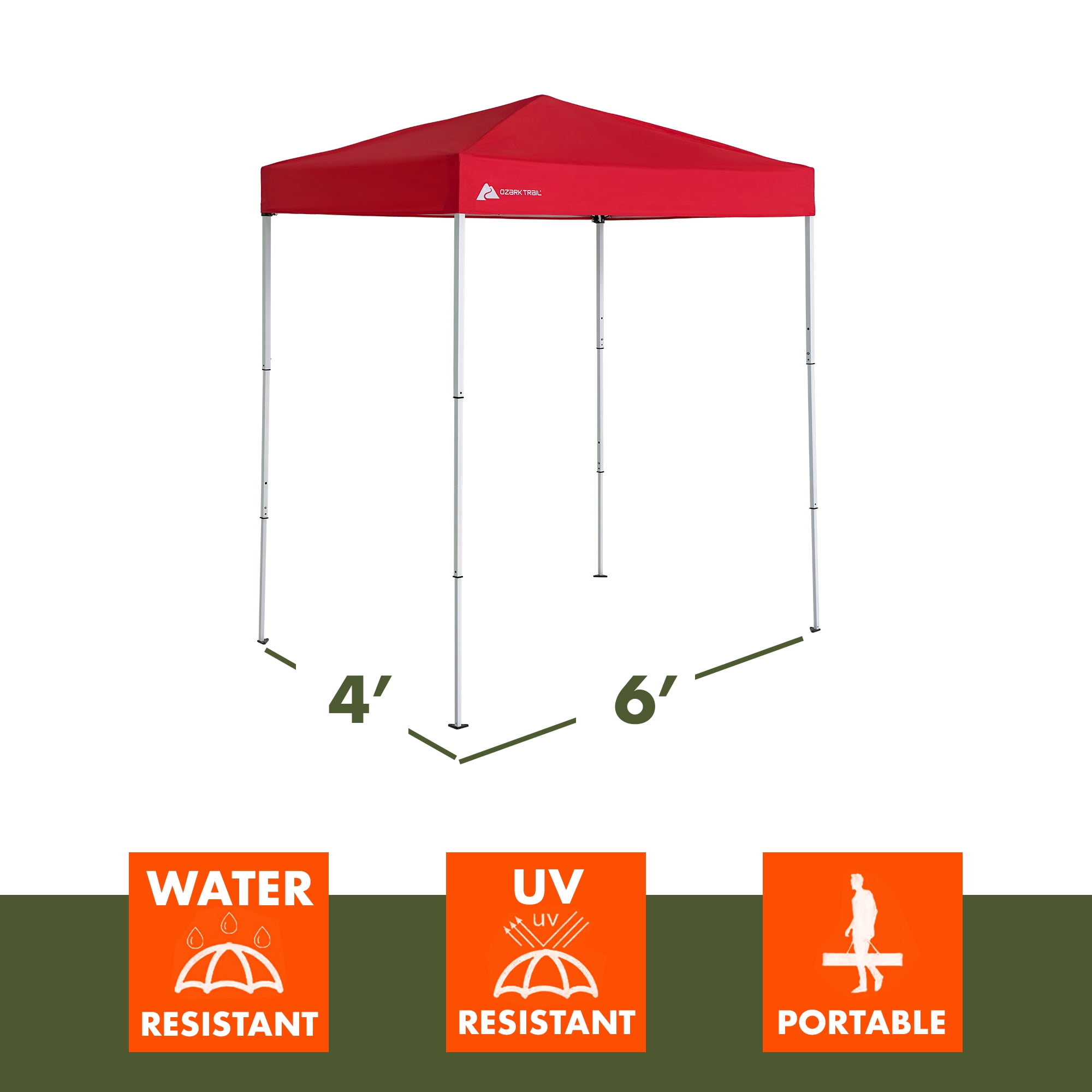 Ozark Trail 4' x 6' Brilliant Red Instant Pop-up Outdoor Canopy Shelter