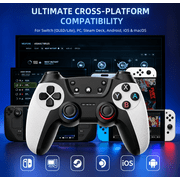 Wireless Pro Controller Compatible with Switch/OLED/Lite/PC/IOS/Android,Dual Vibration Joystick Control,Programmable Turbo 6-axis Gyro Function,White