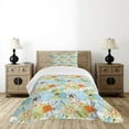 thumbnail image 4 of Ambesonne Sea Shells Quilted Bedspread Set 2 Pcs, Retro Beach Pattern, Twin Size, Multicolor, 4 of 5