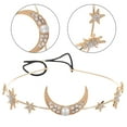 thumbnail image 2 of Tiara geométrica con perlas, diadema de luna, estrella y luna, accesorio elástico para el cabello para disfraz de diosa, ideal para festivales, Halloween, fiestas de cosplay, 2 of 8