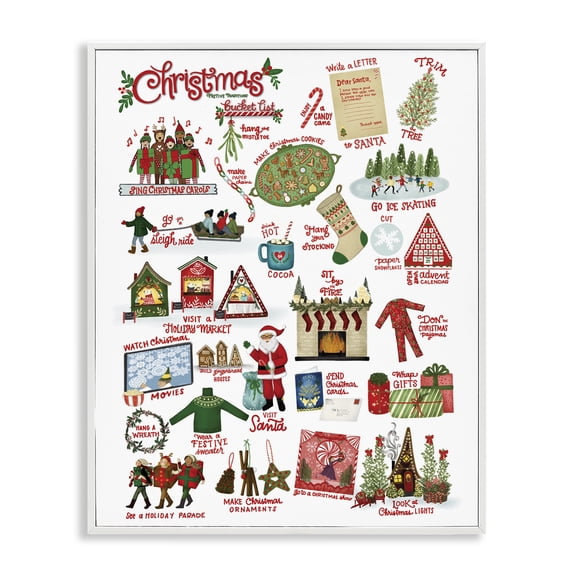 Stupell Industries - Fun Christmas Traditions White Framed Giclee Art, 24 x 30, Made In USA