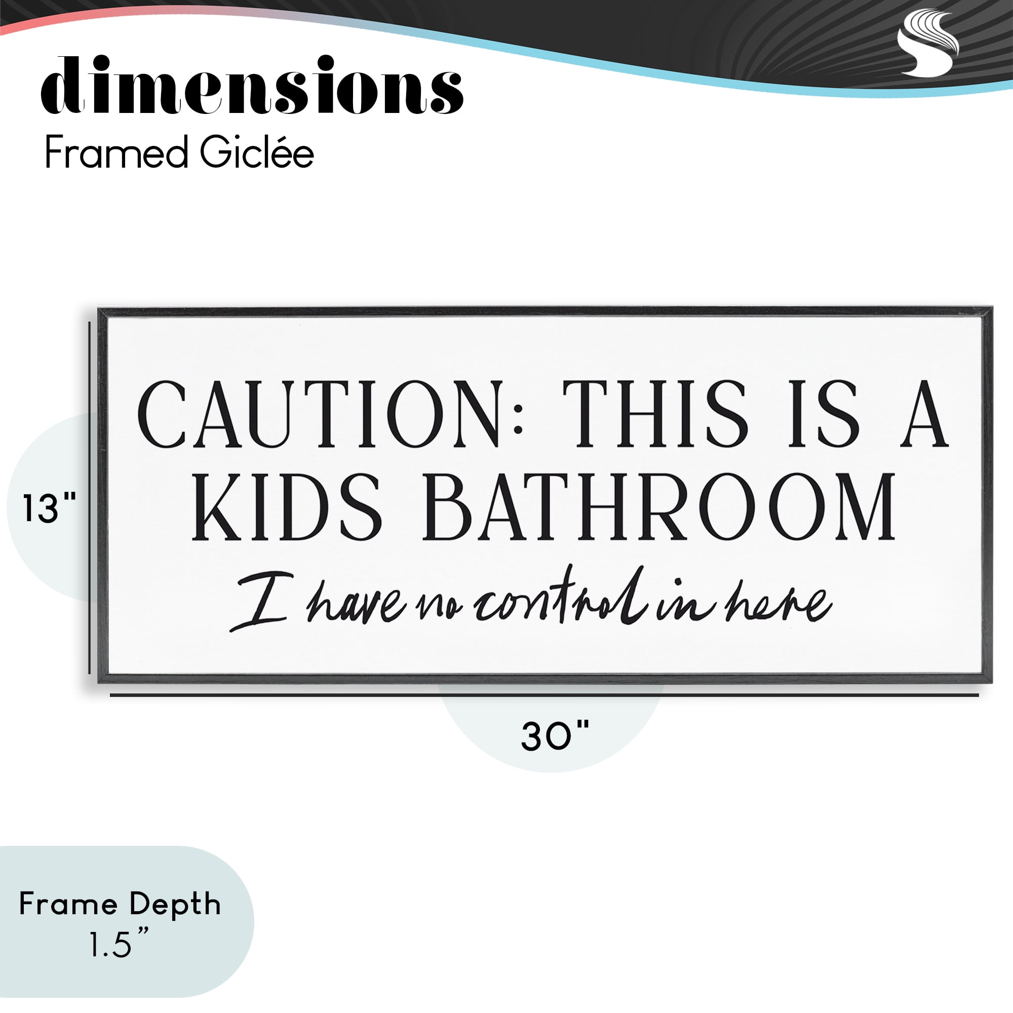 Stupell Industries No Control Kid's Bathroom Black Framed Giclee Art, design by Lettered and Lined