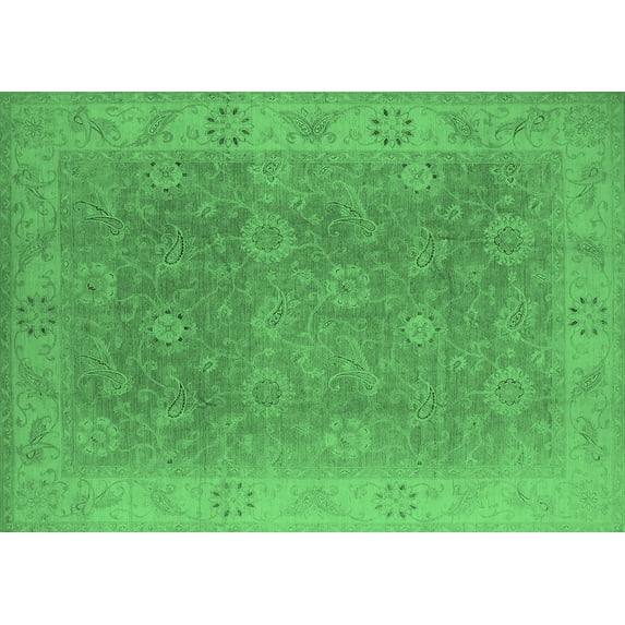 Ahgly Company Indoor Rectangle Oriental Emerald Green Traditional Area Rugs, 5' x 7'