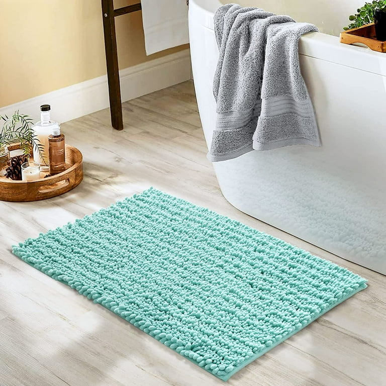 DEXI Bath Mat Bathroom Rug Absorbent Non-Slip Washable Shower Floor Mats Carpet 20x32,turquoise