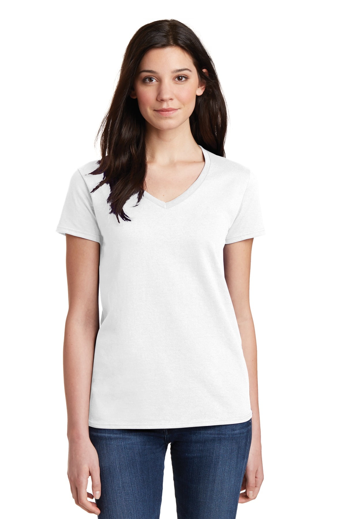 Gildan Women's 100 Percent Cotton Short Sleeve V-Neck T-Shirt 5V00L ...