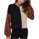 thumbnail image 1 of Moda mujer Casual manga larga estampado leopardo Patchwork señoras Tops sudaderas Fridja FKASFK3793, 1 of 6