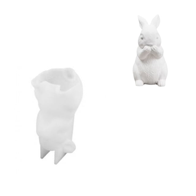 zhangmingg DIY Silicone for Creating Standing Rabbit Decorative Handmade Gypsum Cement Aromatherapy Candle Easter Craft