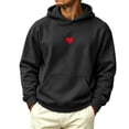 thumbnail image 2 of Mens Hooded Sweatshirt Cameland Men's Crew Neck Long Sleeve Solid Color Hooded Sweatshirt Front Pockets Black,XXXL, 2 of 6