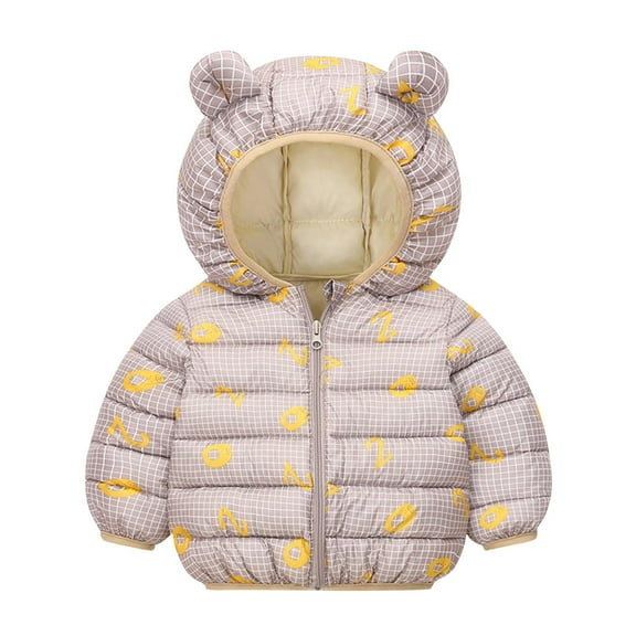 CHEEREAM Hooded Puffer Jacket for Toddler Girls Boys Winter Coat Lightweight Print Down Outwear Cute Bear Ears Kids Outwear