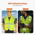 thumbnail image 3 of High-Visibility Surveyor Vest with 10 Pockets, Reflective Yellow Safety Gear for Outdoor Work, 3 of 7