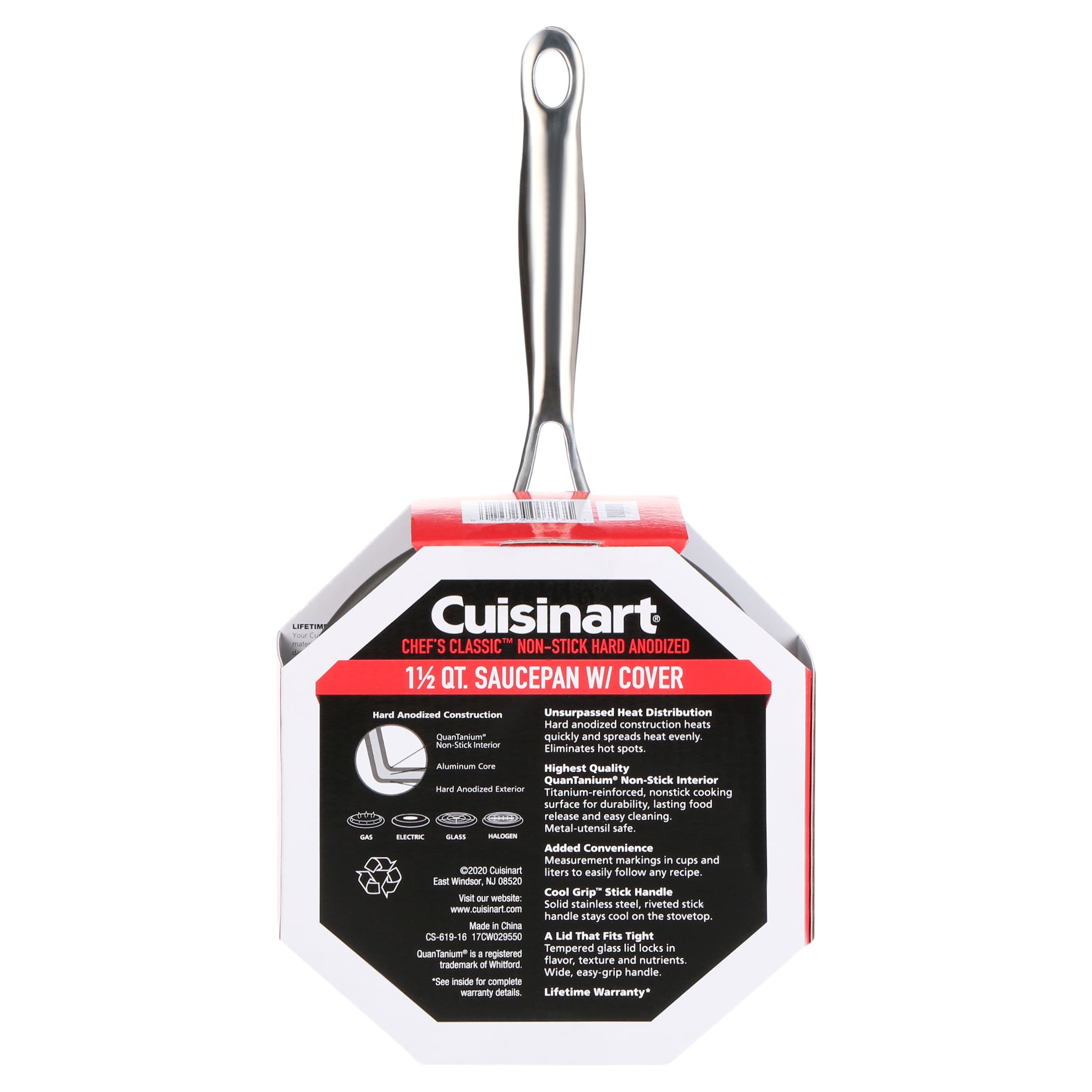 Cuisinart 1 Qt. Anodized Aluminum Non-Stick Saucepan with Tempered Glass  Cover DSA19-14WH