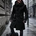 thumbnail image 5 of Trench Coat Men Double Breasted Business Wrap Hooded Long Jacket With Pockets Casual Knee Length Winter Overcoats, 5 of 5