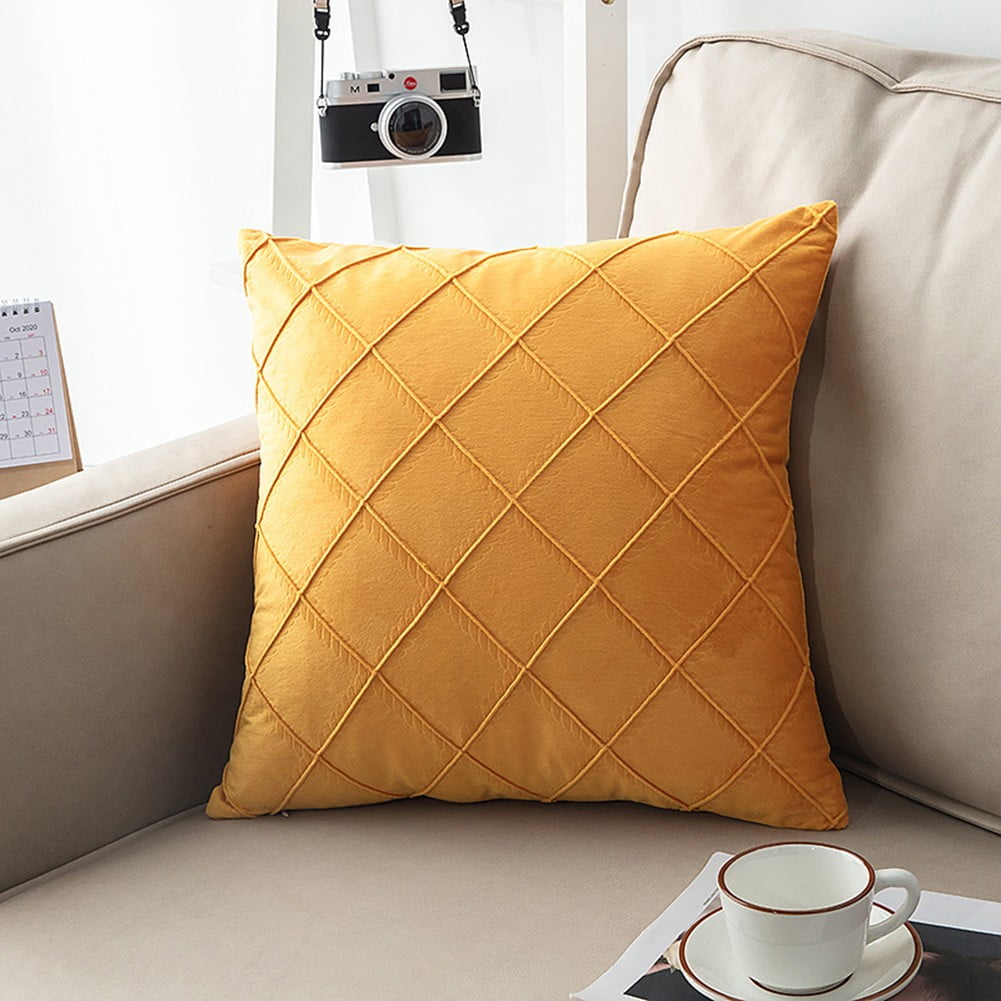 Fancy 17.7x17.7inch Velvet Cushion Cover Geometric Throw Pillow Sofa Square  Pillow Case Decor Bean Paste 