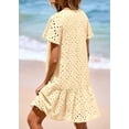 thumbnail image 2 of Vestido de verano KIRUNDO 2025 con botones, cuello en V, encaje, beige, XS, 2 of 8