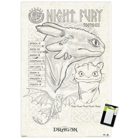 How To Train Your Dragon (2025) - Toothless Illustration Wall Poster, 22.375" x 34"