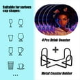 thumbnail image 2 of BaHomeck Drink Coasters Set of 4 with Holder beautiful African American woman with big voluminous curly hair Water Absorbent Ceramic Coasters Tabletop Protection,Suitable for Various Cup ,Home Decor, 2 of 4