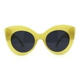 thumbnail image 2 of Womens Thick Plastic Large Pearl Jewel Trim Cat Eye Sunglasses Yellow Black, 2 of 4