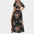 thumbnail image 4 of New Trendy!Homenesgenics Maxi Dress Clearance Plus Size Women Casual Short Sleeve Cold Shoulder Boho Flower Print Long Dress, 4 of 7